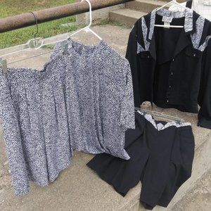 4 pieces:  'City Girl':  Skirt, blouse, (12),  Split Skort, (14) Shirt Jacket
